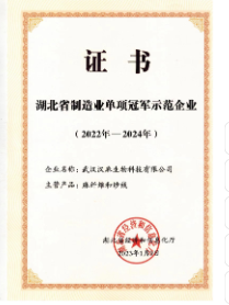 Hubei Provincial Manufacturing Single Champion Demonstration Enterprise
